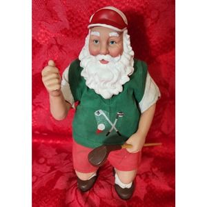 Possible Dreams Clothique Paper Mache Santa‎ Golfer Figurine